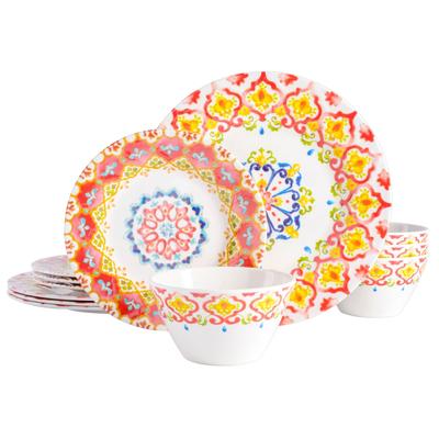 12-Pc. Tamayo Melamine Dinnerware Set by BrylaneHome in Multi