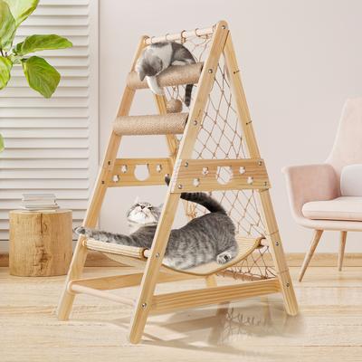 TEMU Cat Tree Cat Tree Small Climbing Tree Hammocks Cats Toys Wood Sisal Image