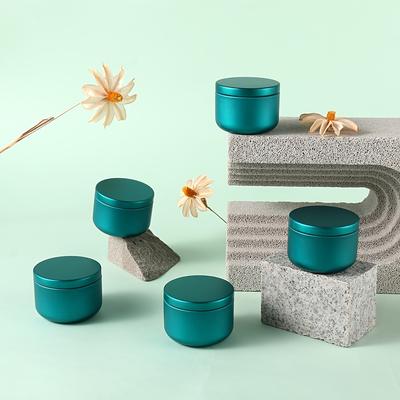 TEMU 5pcs Green Aluminum Jar Refillable Empty Containers 54*40mm Aluminum Screw Lid Round Container Bottle For Cosmetic, Lip Balm, Cream Image
