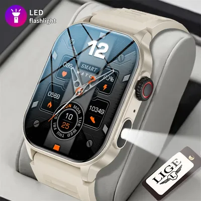 Smartwatch (Annehmen/Anrufen) 2,01 Zoll Smartwatch für Android-Telefone und iPhone mit Herzfrequenzmesser, Schlafmonitor, Schrittzähler, Sport-Fitness-Uhr, 100+ IP68 wasserdichter Fitness-Tracker für