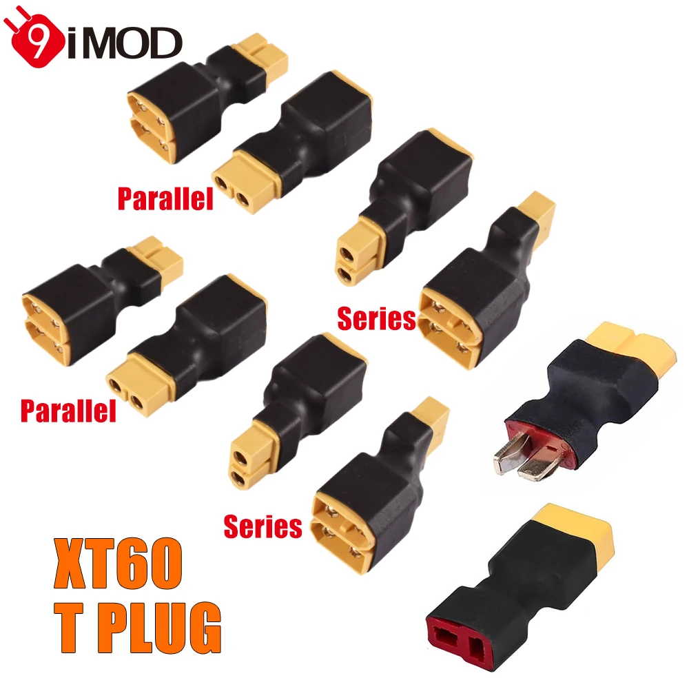 9IMOD 1/2 Stück XT60 T Parallel-/Serien-Adapteranschlüsse ohne Kabel, 1 Buchse auf 2 Stecker/1 Stecker auf 2 Buchsen für RC-Lipo-Batterie Image