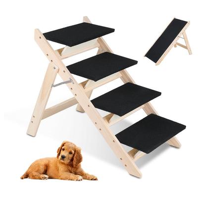 Tolletour - Hundetreppe 2 in 1 Hunderampe Faltbar aus Holz Einstiegshilfe fürs Bett Sofa Auto