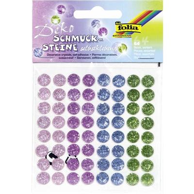 Glorex Schmucksteine Glitter Charm, 64 Stück, selbstklebend