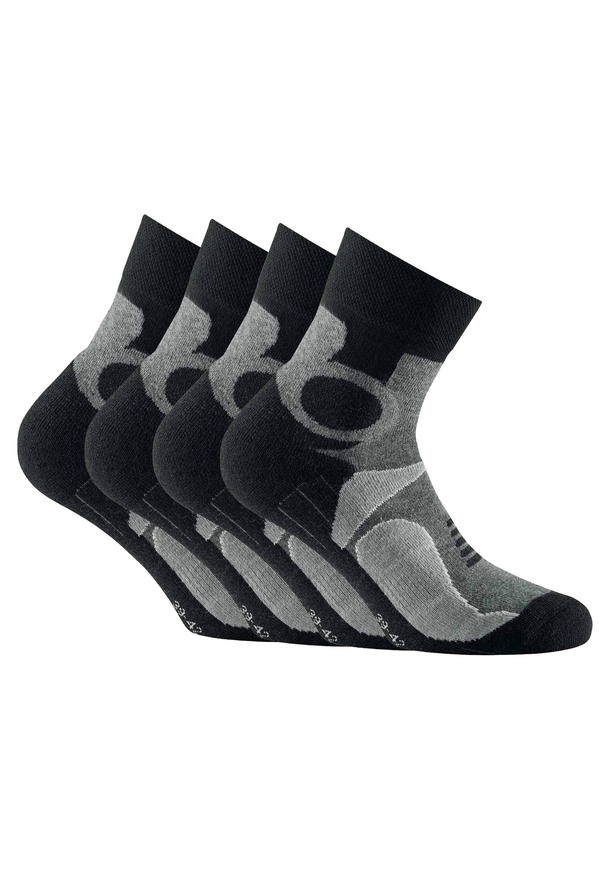 Kurzsocken ROHNER SOCKS "Socken Trekking Quarter 2-er pack 4er Pack", Herren, Gr. 39-42, grau, Obermaterial: 38% Baumwolle CO. 25% Wolle mw. 25% Polyacryl PAN. 10% Polyamid PA. 2% Elasthan EL., Socken