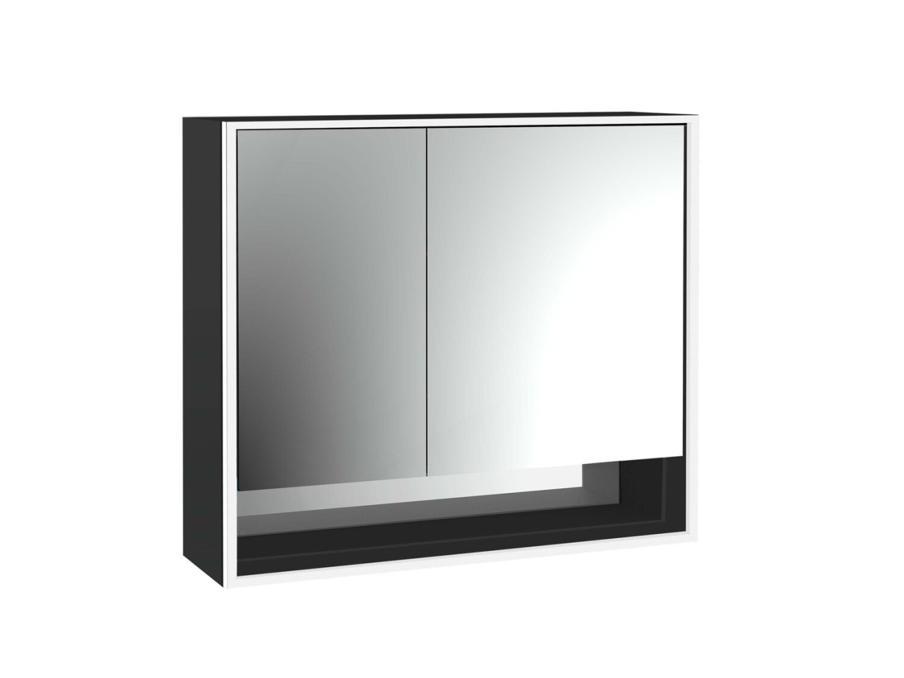 emco LED-Lichtspiegelschrank Loft mit Unterfach Aufputz, 800 mm, breite Tür rechts schwarz, 97981350 979813508 Image