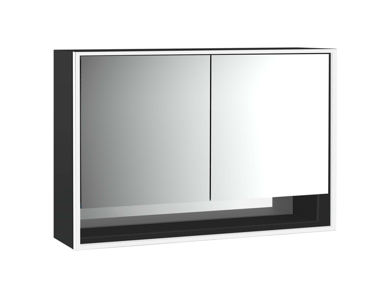 emco LED-Lichtspiegelschrank Loft mit Unterfach Aufputz, 1200 mm, 2-türig schwarz, 979813518 979813518 Image