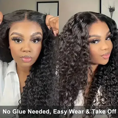 HAIRTIME 5x5 Glueless Deep Wave Lace Front 5x5 Wigs Human Hair HD Transparent Lace Deep Curly