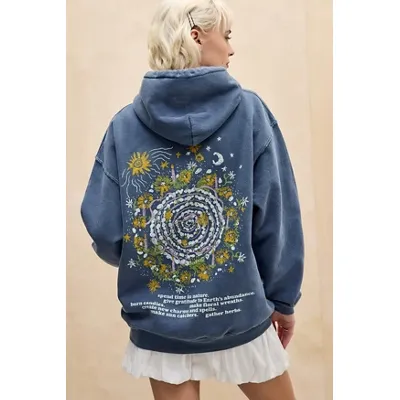 UO Celestial Hoodie - Blue M/L at Urban Outfitters