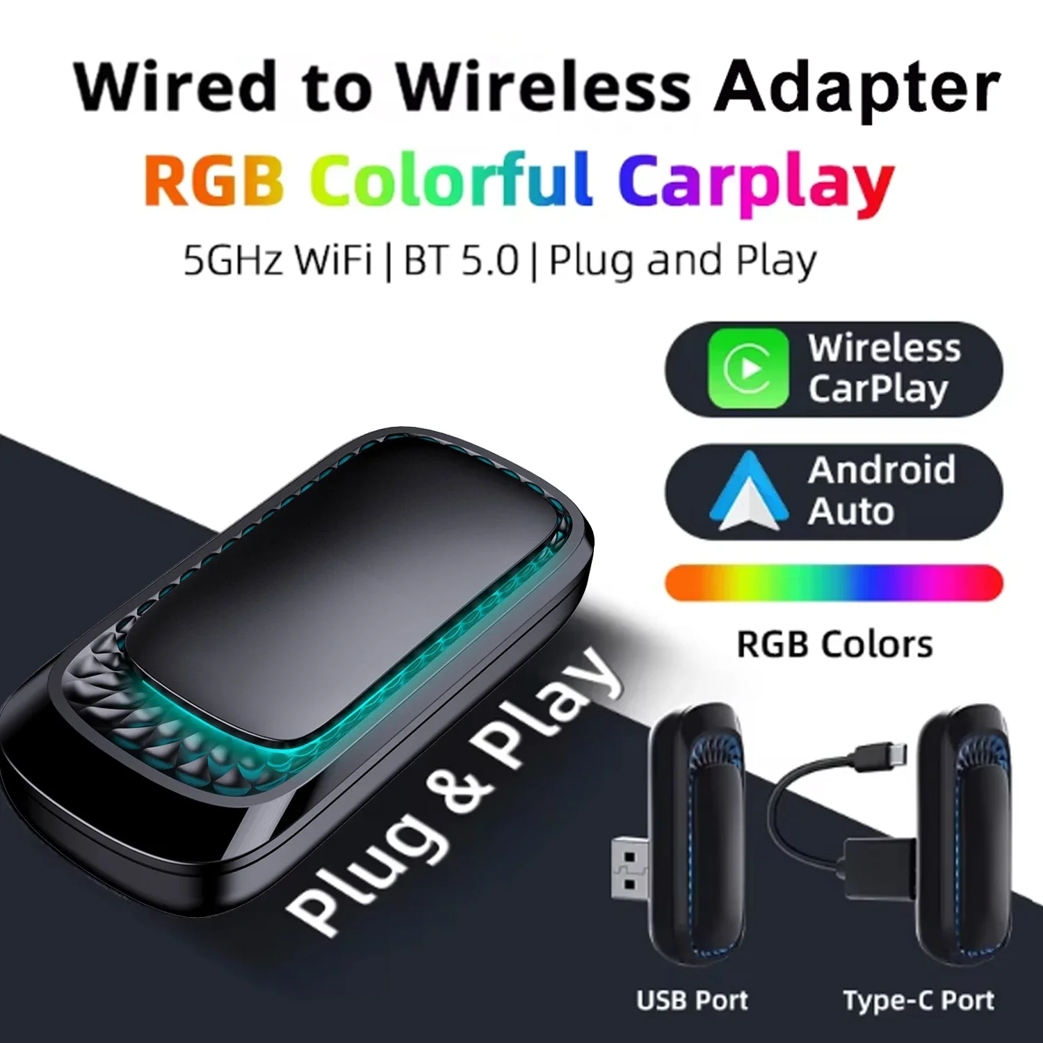 Neuer kabel gebundener zu kabellosem Carplay & Android Auto Adapter für OEM Plug & Play 2 in1 Smart Box Unterstützung Netflix für Mazda Toyota Volvo Image