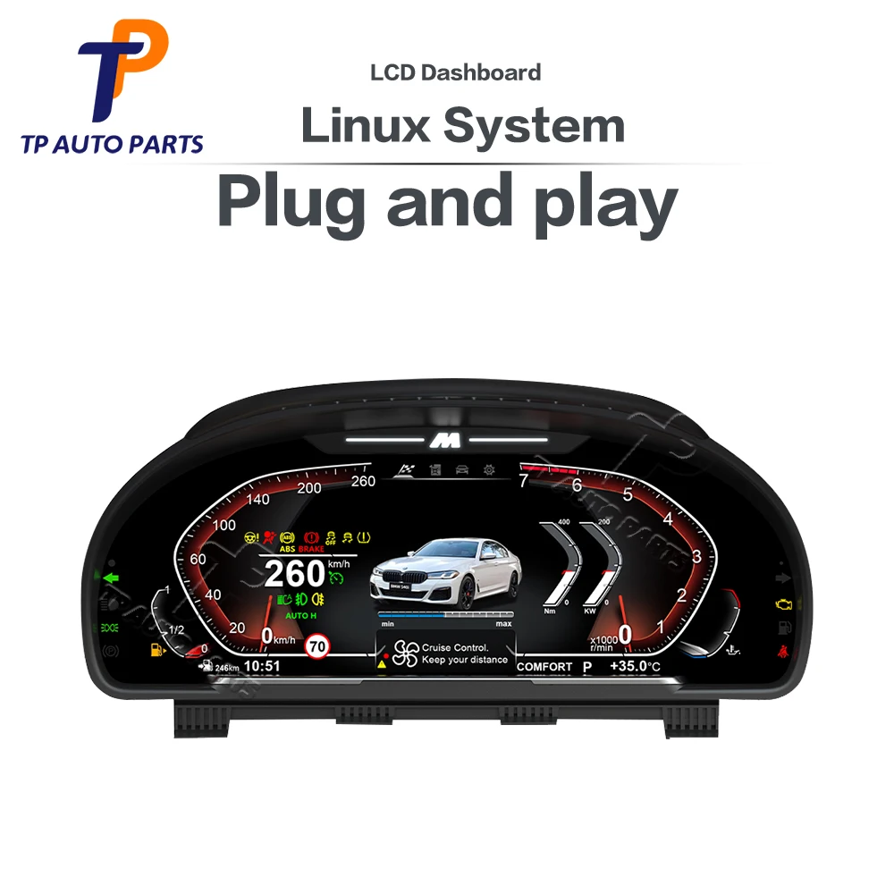 Für BMW 5er F10 F11 F18 Digital Virtual Cockpit Instrument Gauge Cluster Tachometer 12,3'' LCD Dashboard Panel Karte Bildschirm Image