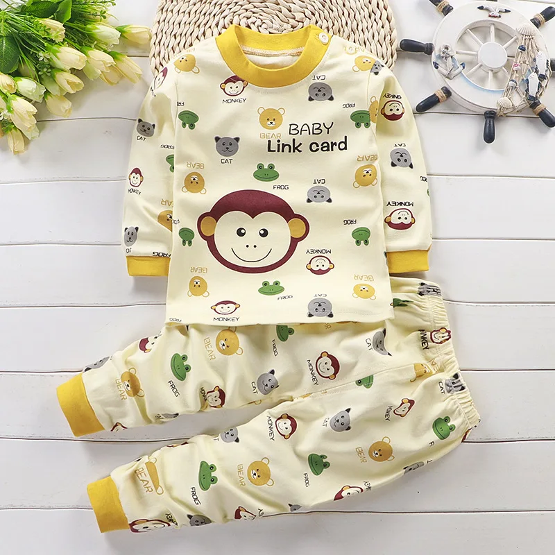 Herbst Nachtwäsche Pyjamas Für Mädchen Jungen Langarm Tops + Hosen Anzüge Mode Hause Kleidung Baby Kind Schlaf Kostüm Image