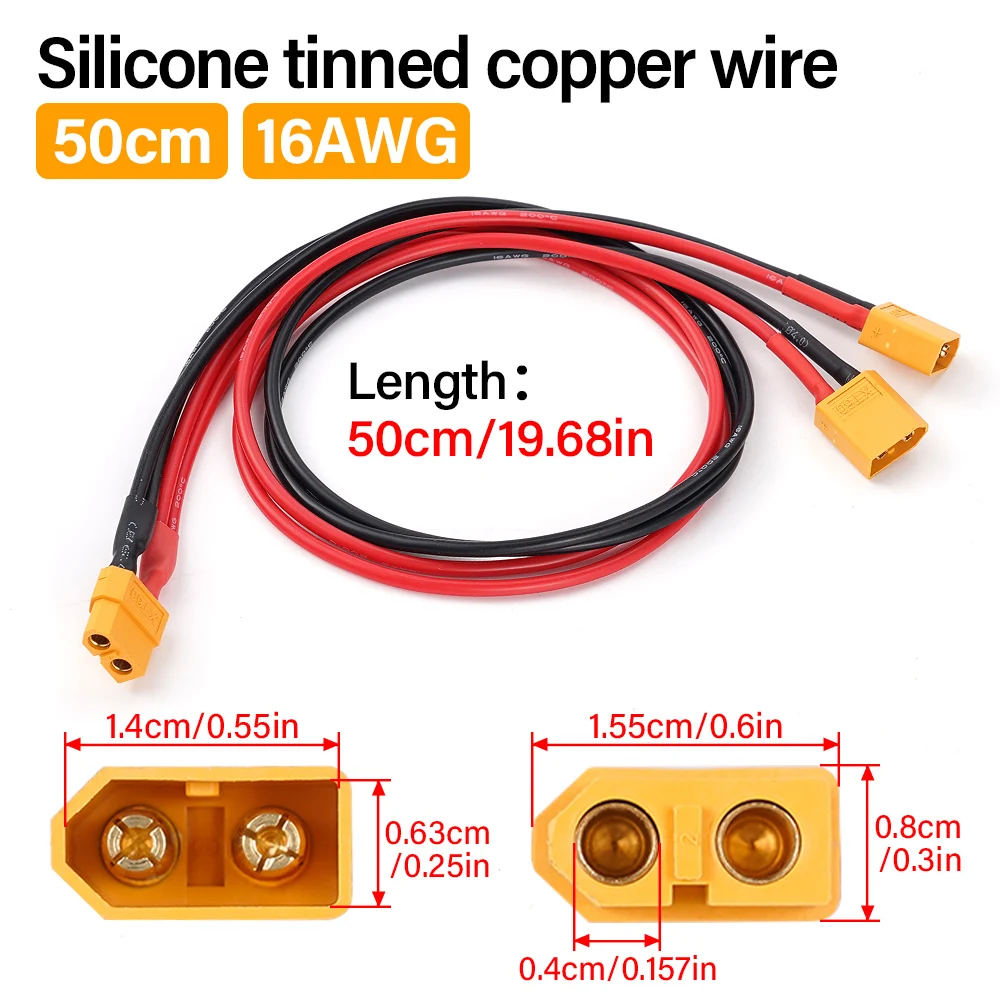 50cm 16awg xt60 Stecker zu Buchse Verlängerung kabel Dual Extension y Splitter 3-Wege-Kabeladapter Konverter Batterie Stroma schluss Image