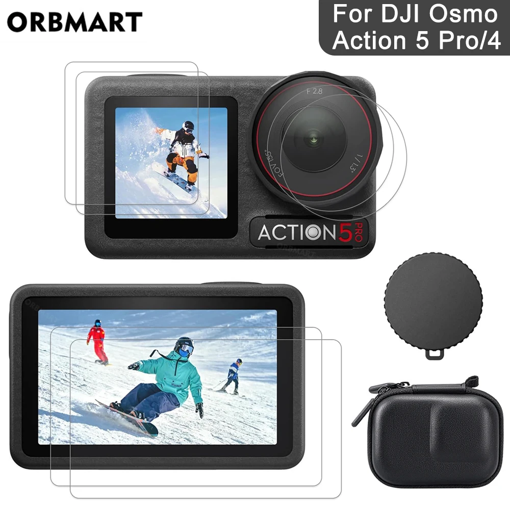 Für DJI Osmo Action 5 Pro 4 3 Screen Protector Gehärtetes Glas Film Objektiv Abdeckung Kappe Tasche Fall für DJI Action 4 5Pro Zubehör Image