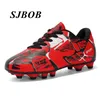 Günstige Rote Fußballschuhe Kind Turnschuhe Leder TF/AG Fußballschuhe Jungen Im Freien Rutschfeste Futsal-Schuhe Für Kinder chaussure enfant