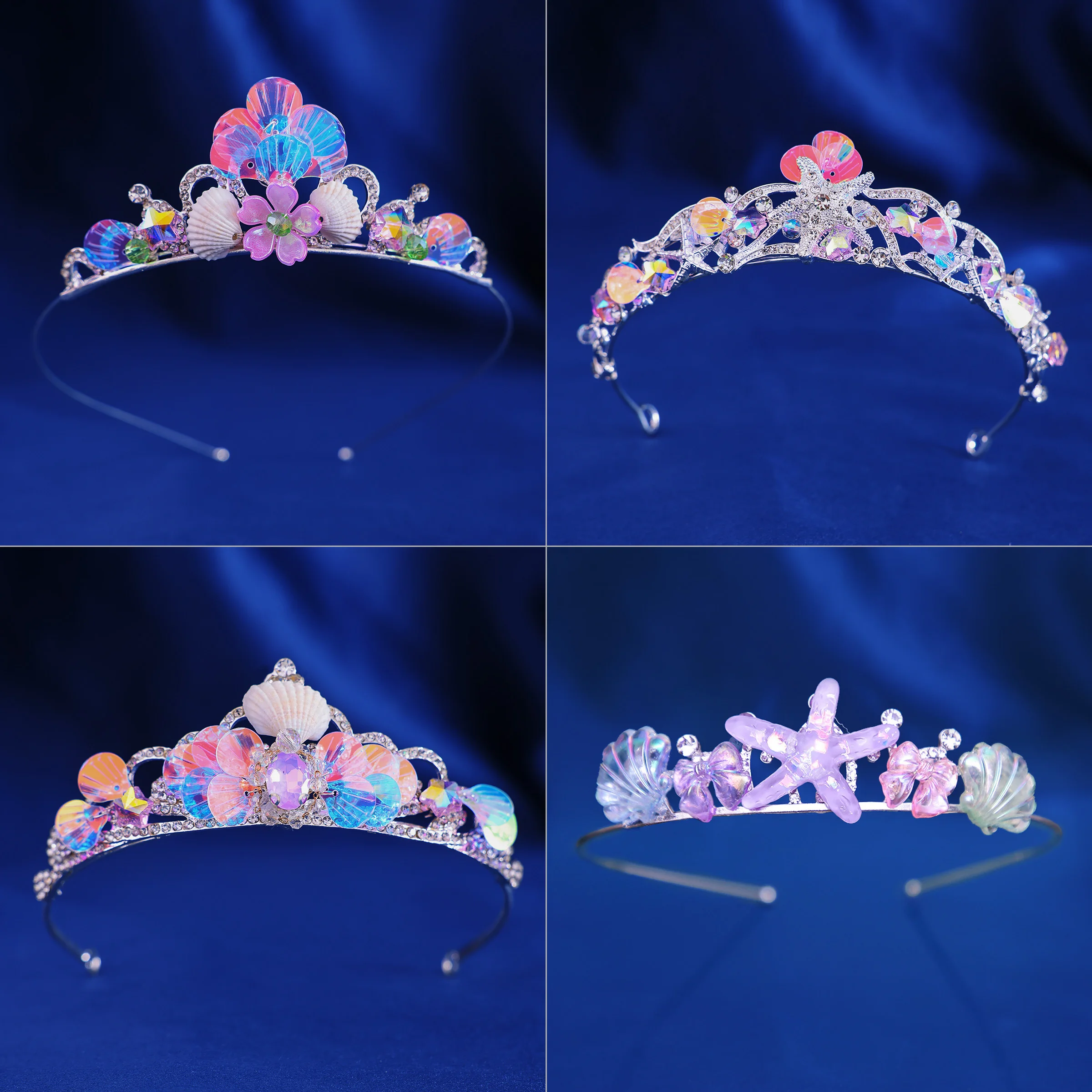 Ozean Stil Muschel Seestern Blume Tiara Krone Frauen Mädchen Prinzessin elegante Haare Kleid Party Schmuck Zubehör Image