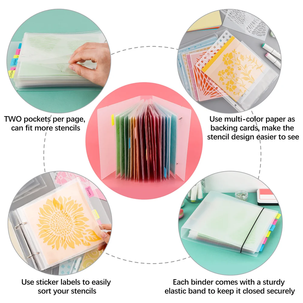 Mehrzweck-Keks-Schablonen-Aufbewahrungsalbum für Scrapbooking, 15,2 x 15,2 cm, Stempel, gestanzte Schablonen, Aufbewahrung, Organisation, Taschentaschen Image