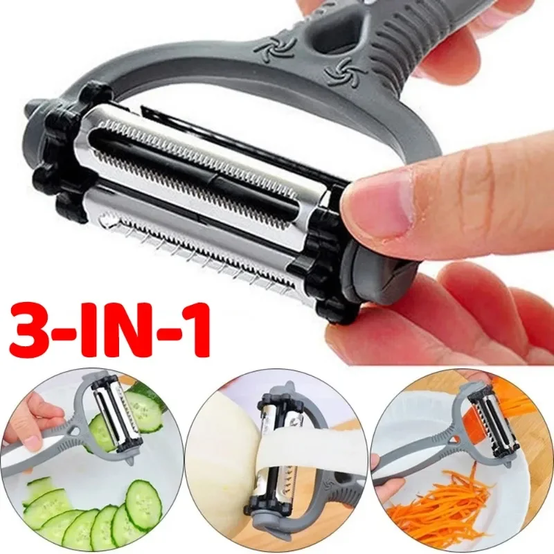 3In1 Gemüse Obst Schäler Reibe Multi-funktionale Edelstahl Rotary Julienne Kartoffel Karotte Gemüse Cutter Küche Werkzeuge Image