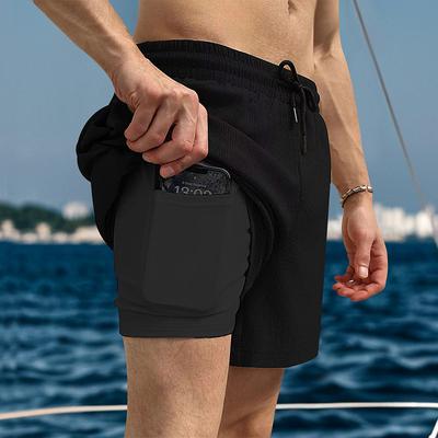 Men's Running Shorts Gym Shorts Sweat Shorts 2 in 1 High Waist Shorts Sports Outdoor Casual Athleisure Breathable Quick Dry Lightweight Soft Running Walking Jogging Regular Fit Sportswear Activewear