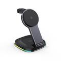 Caricatore senza fili Stazione di ricarica wireless CE Ricarica wireless veloce 3 in 1 Per Smart watch Compatibile con qualsiasi dispositivo abilitato alla ricarica wireless AirPods 2/AirPods Pro