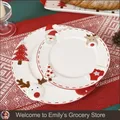 Piatto natalizio in ceramica Piatto rotondo creativo in rilievo di Babbo Natale Piatto da pranzo occidentale Torta Piatto da dessert Piatto da tavola natalizio