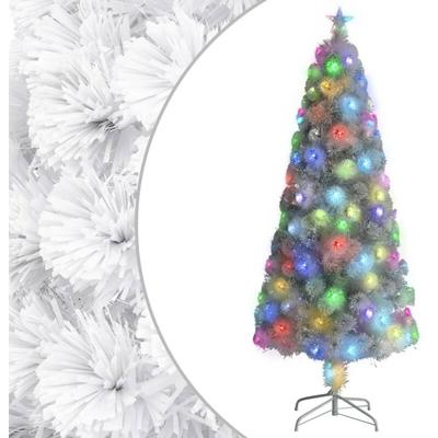 Künstlicher Weihnachtsbaum mit Beleuchtung Weiß 180cm Glasfaser Vidaxl