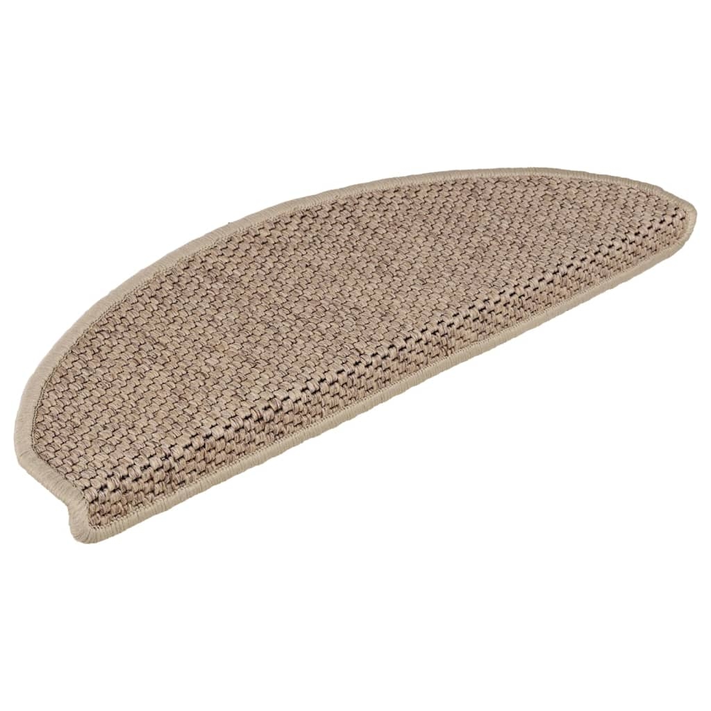 vidaXL Treppenmatten Selbstklebend Sisal-Optik 15 Stk. 65x21x4 cm Sand Image