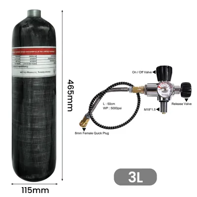 TUXING 300Bar 3L Carbon Fiber Cylinder 4500psi High Pressure Air Tank Scuba Diving Tank Fill Station Valve Regulator M18*1.5