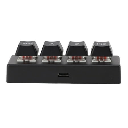 Mini Programmable Keypad 4 Keys Support NKRO Red Switch C V Enter with USB Wired Connection Plug and Play for Gaming Office Media (#11)