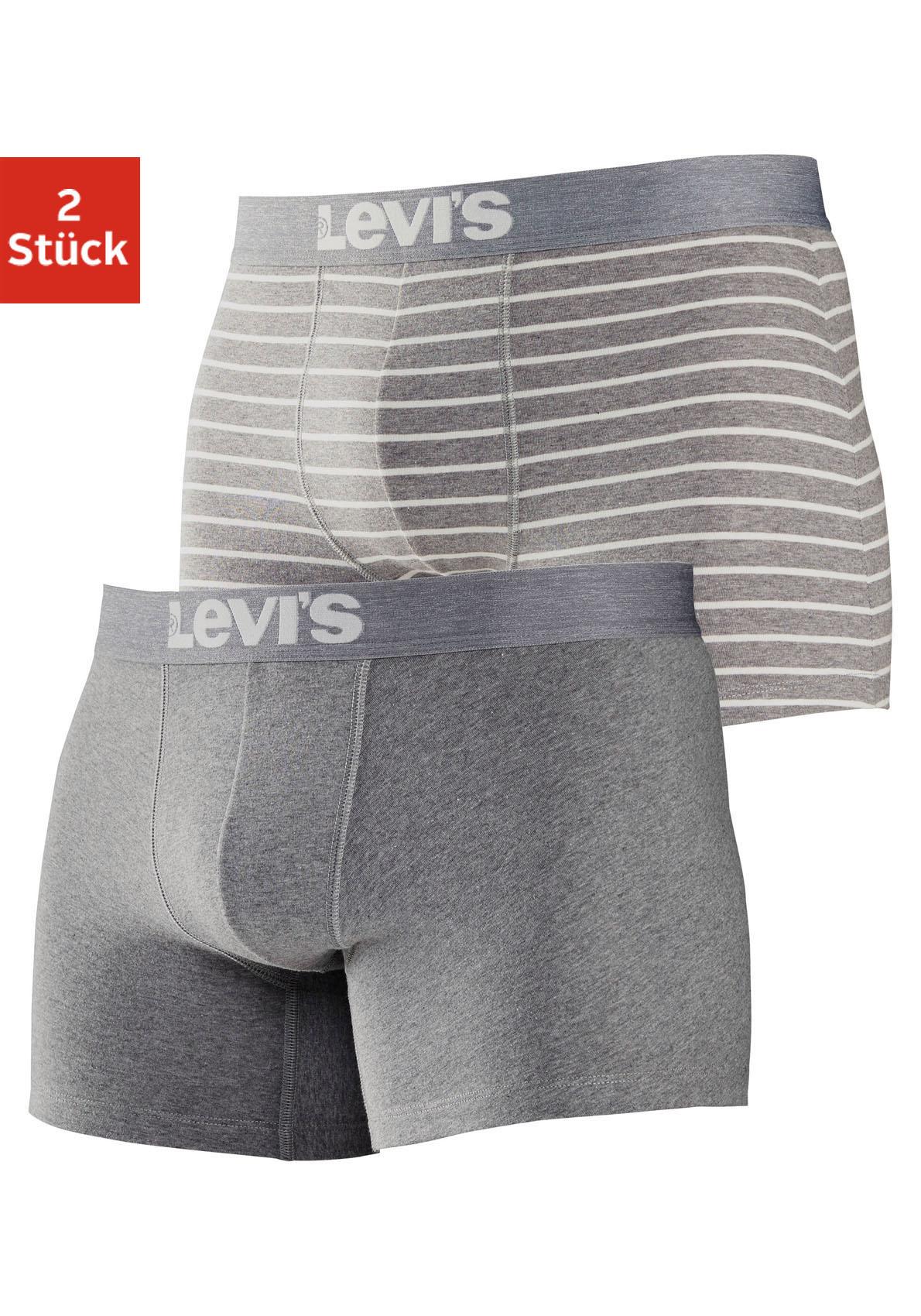 Boxer LEVI'S, Herren, Gr. XXL, grau (grau, meliert, gestreift), Obermaterial: 95% Baumwolle, 5% Elasthan, bedruckt, gestreift, unifarben, körpernah, Unterhosen, mit elastischem Levi's-Logo-Bund Image