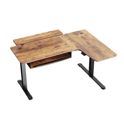 Eureka Ergonomic L-Shaped Standing Desk with Keyboard Tray, Right Desk, 61.25" x 43.25" x 34.38" to 52.88", Rustic Brown/Black (EKAL61LRB)