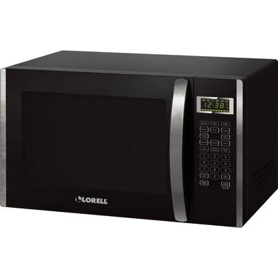 Lorell 00231 1.6 cu ft Microwave, Single, 11.97 gal Capacity, Microwave, 11 Power Levels, Metal, Countertop, Black, Silver