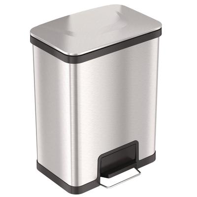 HLS Commercial Step Pedal Trash Can with AirStep Technology, 13 gal, Plastic/Stainless Steel, Silver (HLMHLS13SS)