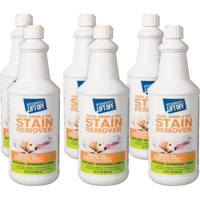 Motsenbocker's Lift-Off® 40503CT Food/Drink/Pet Stain Remover, Liquid, 32 fl oz (1 quart), Bottle, 6/Carton, White - Case of 6 MOT40503CT