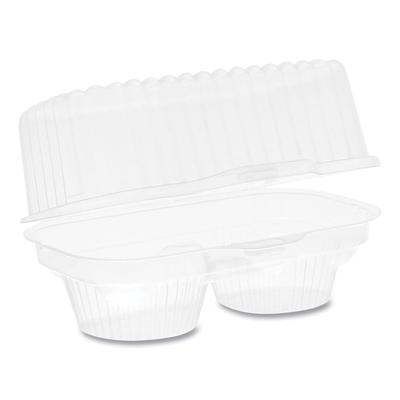 Pactiv 2002 ClearView Bakery Cupcake Container, 2-Compartment, 6.75 x 4 x 4, Clear, 100/Carton - Case of 100