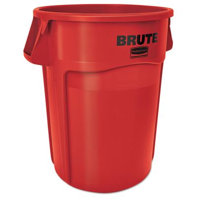 Rubbermaid FG264360RED Vented Round Brute Container, 44 gal, Plastic, Red, 4/Carton - Case of 4