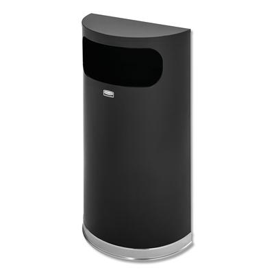 Rubbermaid FGSO820PLBK European and Metallic Series Receptacle, Half-Round, 9 gal, Black/Chrome RCPSO820BPL