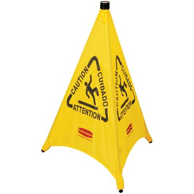 Wet Floor Safety Cone - 3-Sided Multilingual Pop-Up Cone, Each (JAN107)