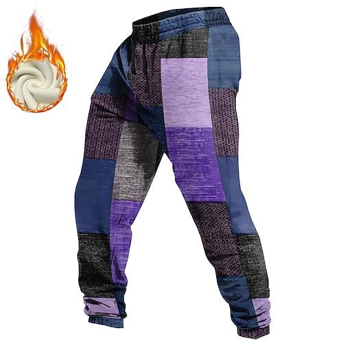 Homme Bloc de couleur Mosaïque Formes Géométriques Pantalon de survêtement en polaire Taille élastique avec cordon de serrage Rétro Vintage Décontractées Extérieur Vacances Vêtement de rue Avec