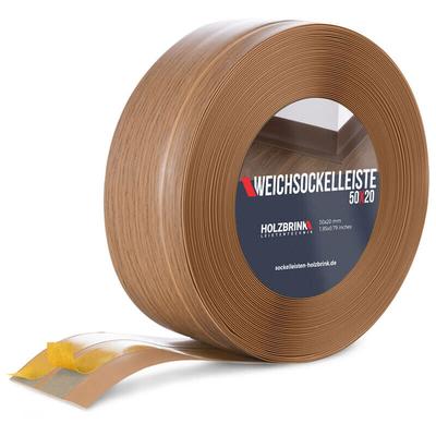 Weichsockelleiste selbstklebend Eiche hell Knickleiste, 50x20mm, 25 Meter - Eiche - Holzbrink