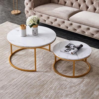Dans Les Nuages - Couchtisch 2er Set 80/60 cm, rund, Tischplatte aus Holz mit Marmor-Effekt aus pvc Image