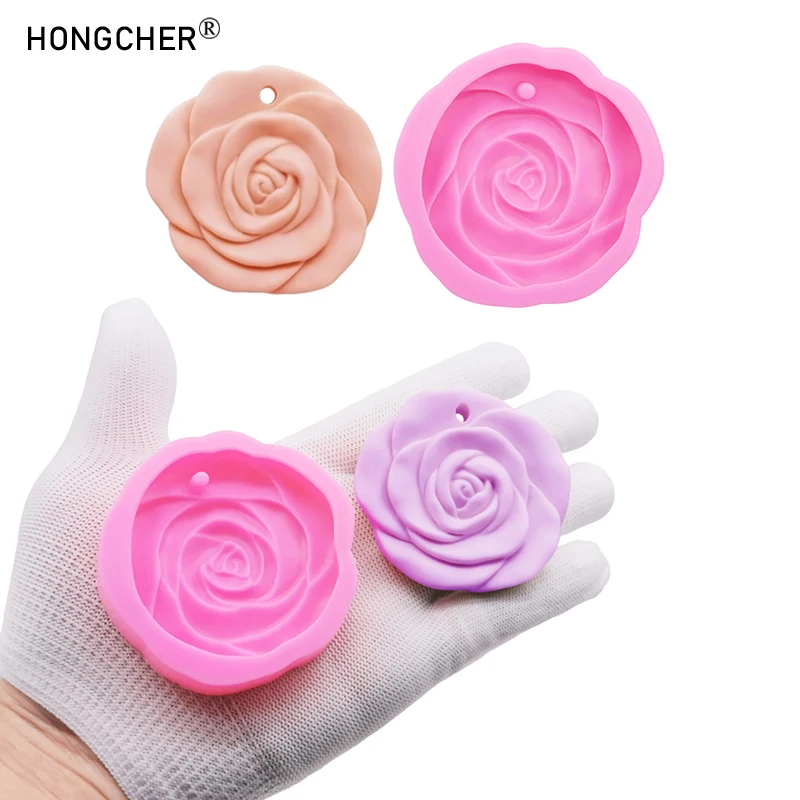 Rose Blume Schrank Gips Aroma Stück hängen mit Loch hängen hängen Plaque Silikon Form Auto hängen Kristall Tropf Formen Image
