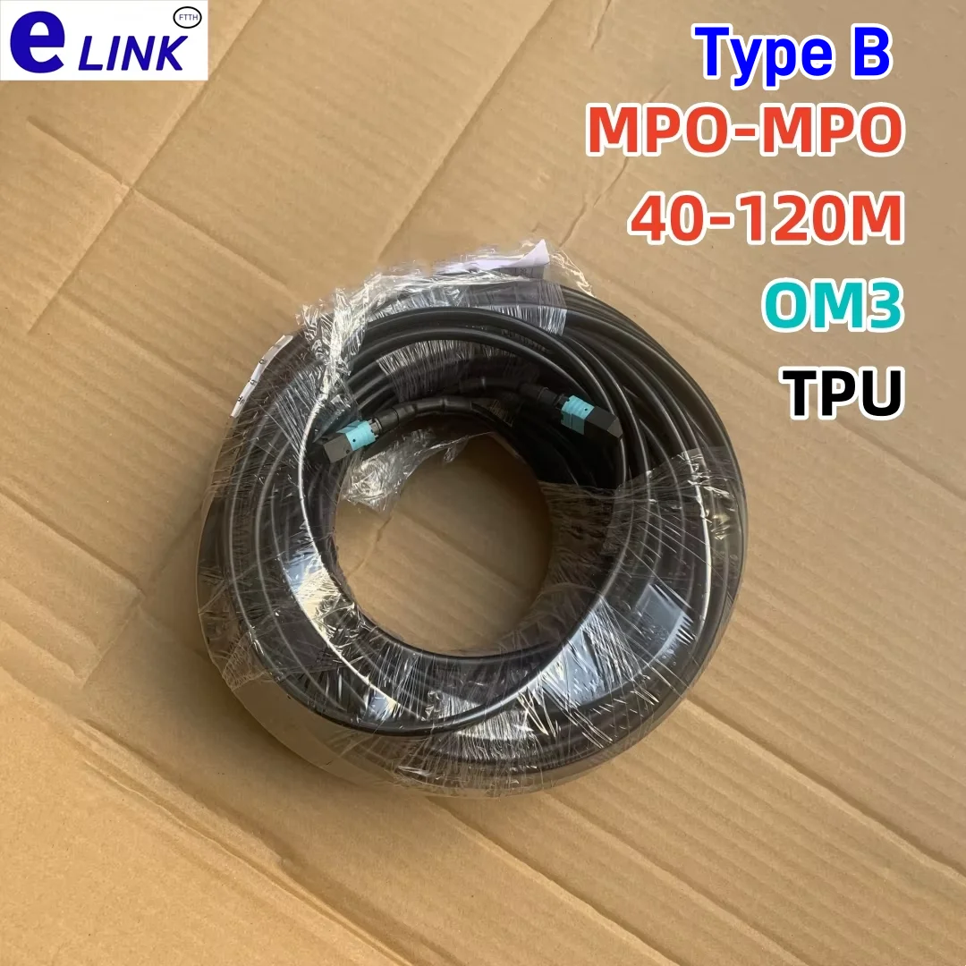 12 Kerne gepanzertes Patchkabel MPO OM3 TPU MTP 40m-120m 80m 50m 100m 12C Typ B MM 12 Fasern Glasfaser-Jumper Outdoor FTTH Elink Image