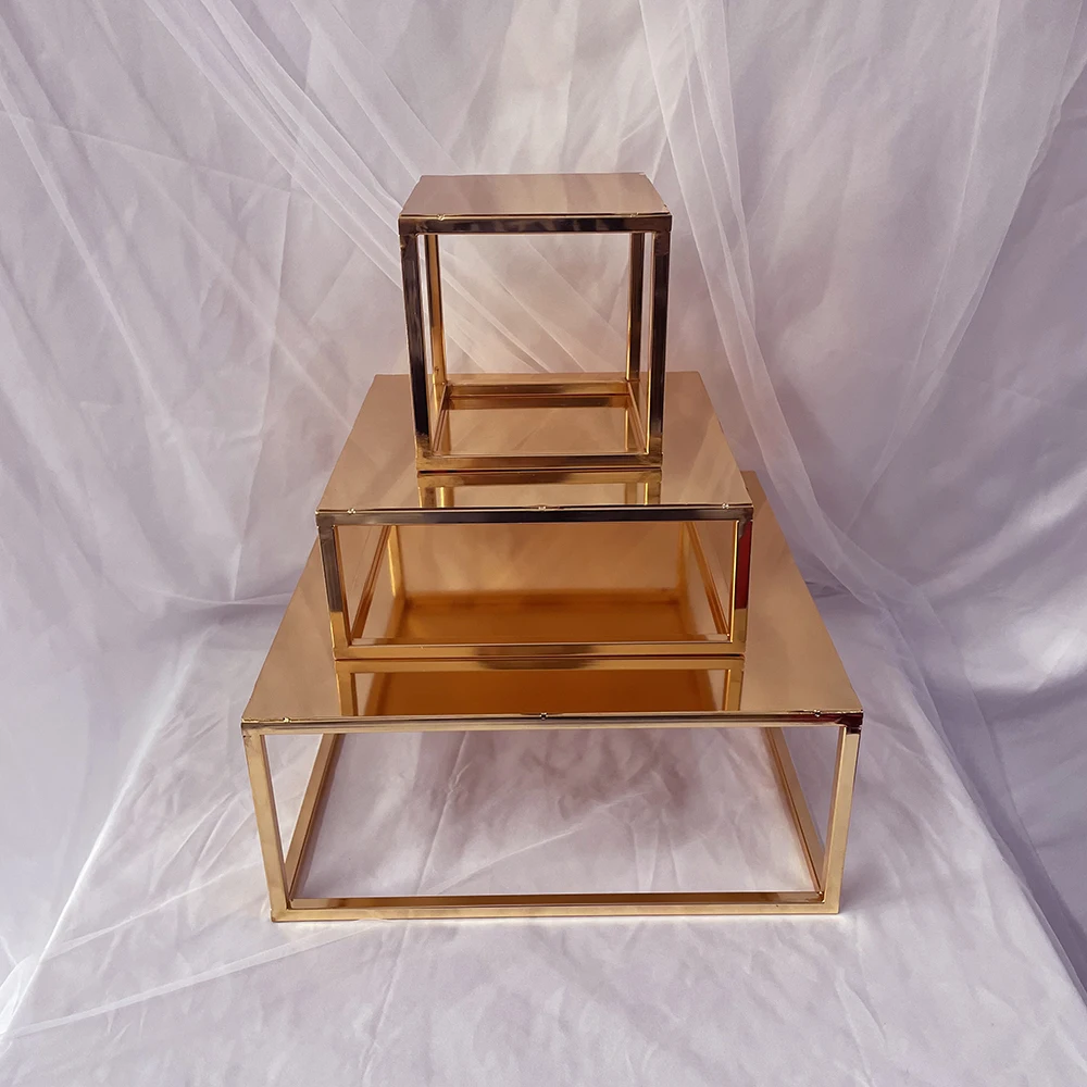 Kuchenständer aus Metall, schwimmender Kuchentrenner, goldener Kuchenständer für Hochzeit, Geburtstag, Kuchendekoration Image