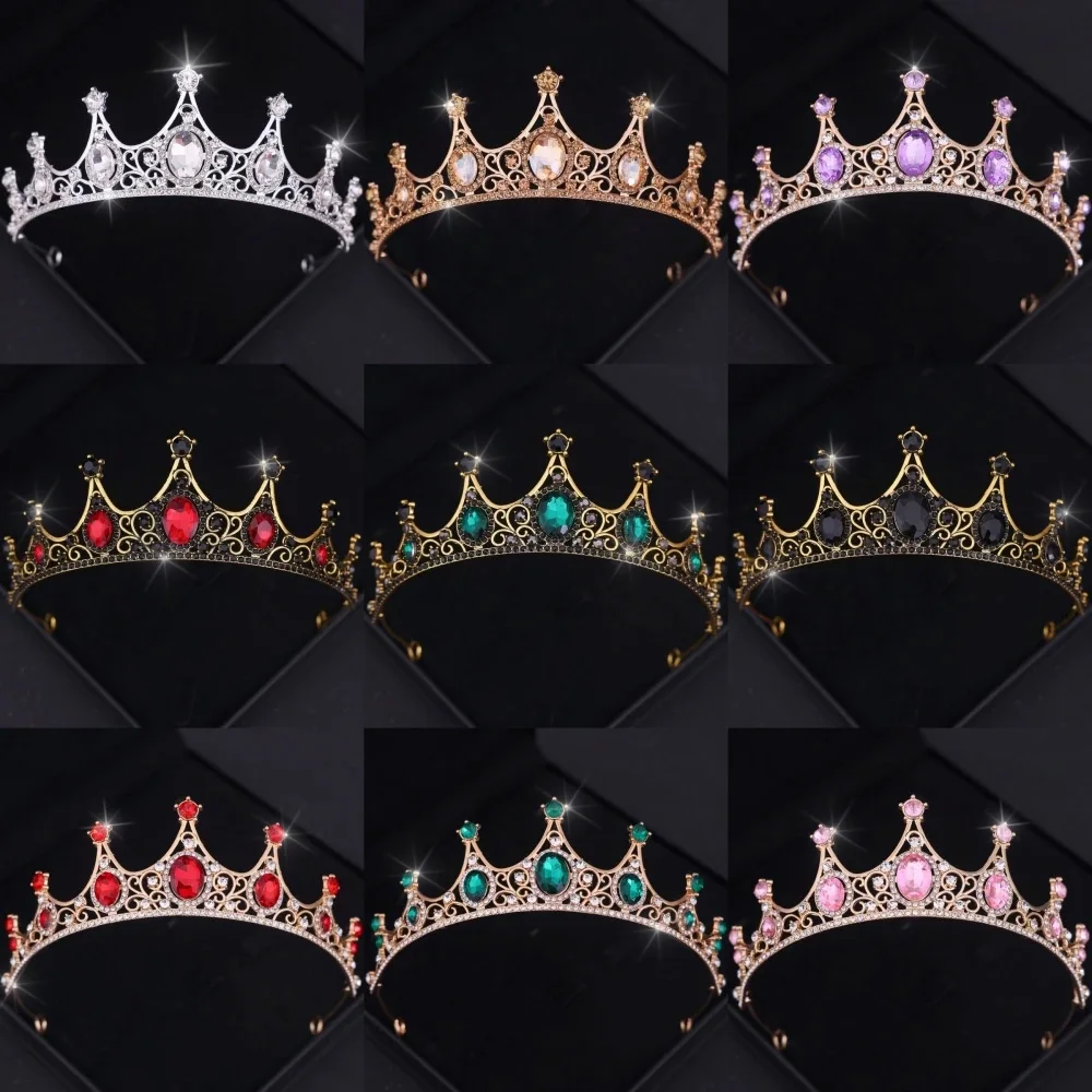 Barocke Kristall Tiaras und Kronen Party Strass Prom Diadem Krone für Frauen Braut Hochzeit Haarschmuck Schmuck Krone Image