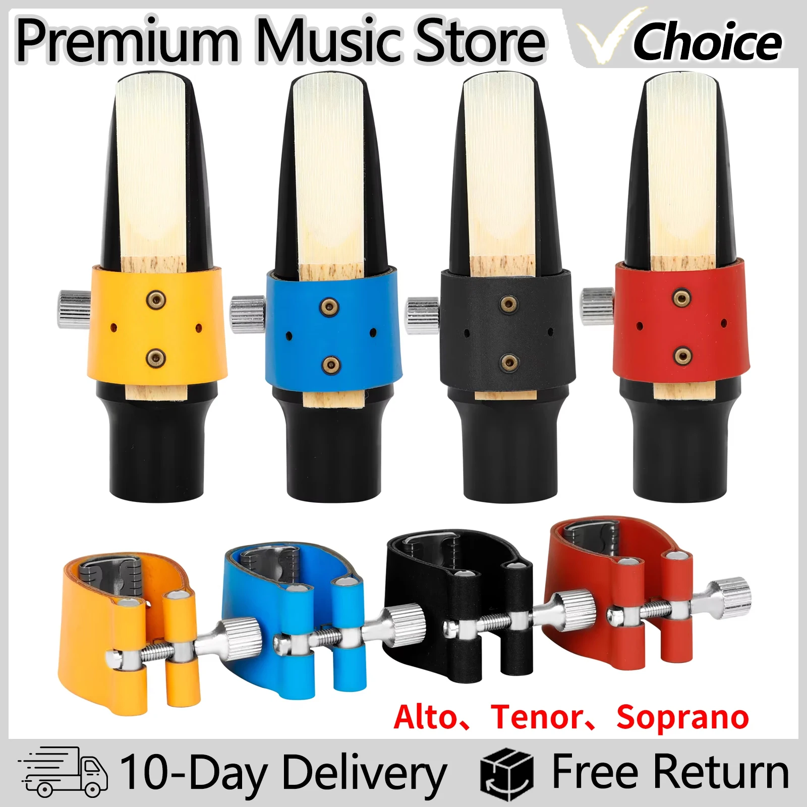 Alto/Tenor/Sopran Saxophon Mundstück Klemme Reed Verschluss Clip Sax Gefedert Ligatur Kopfstück Holzblasinstrument Zubehör Image