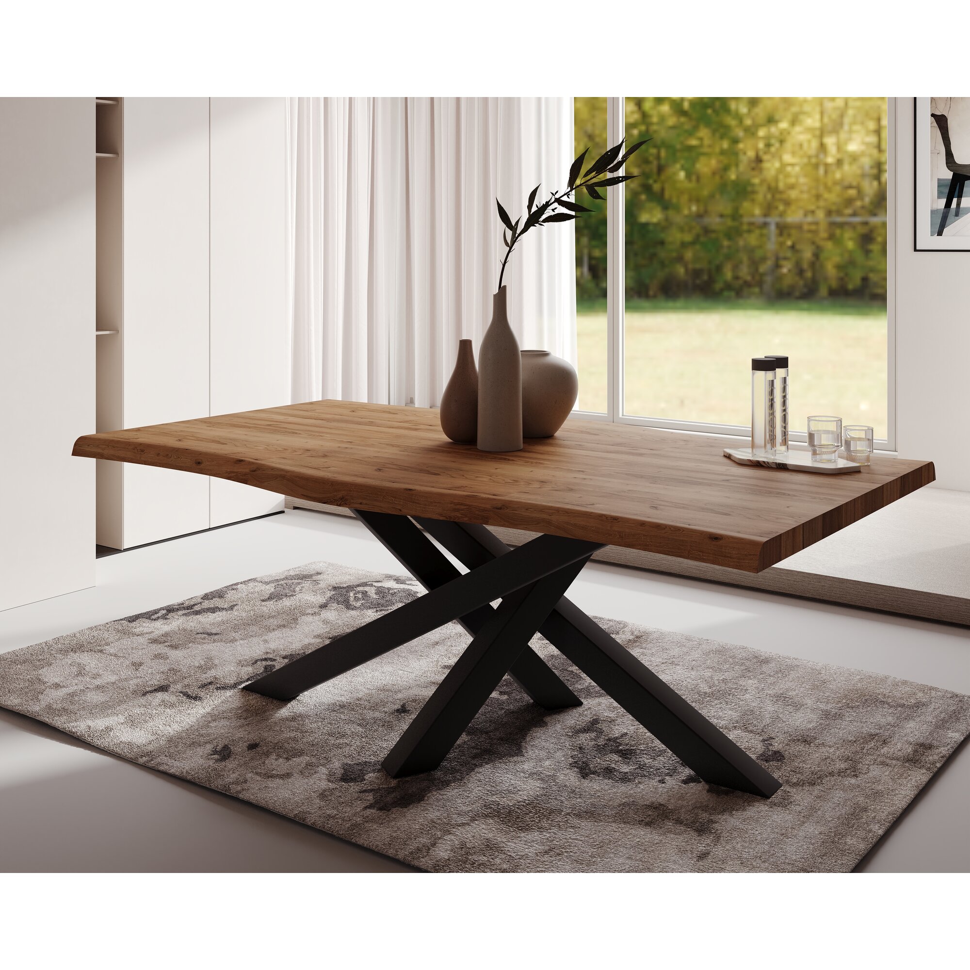 BlackWood »Table4YOU Atlanta« Wildeiche Massivholztisch Baumkante / Wildeiche natur / 4 cm / 200x100 cm