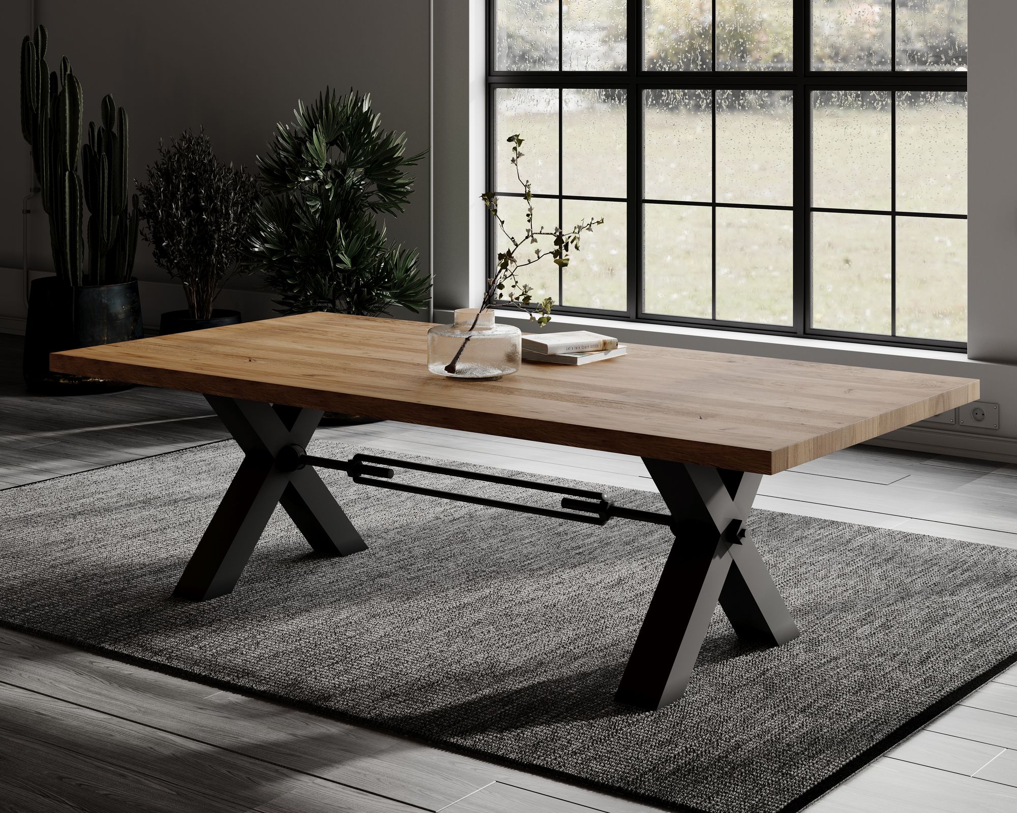 BlackWood »Table4YOU Dallas« Wildeiche Massivholztisch Baumkante / Wildeiche natur / 4 cm / 200x100 cm