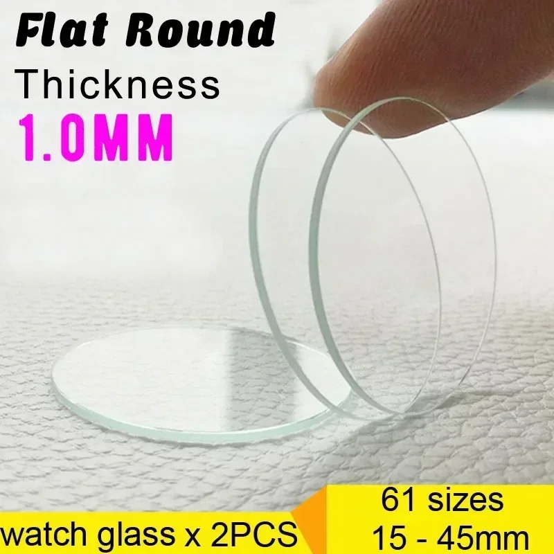 2PCS Dicke 1mm Runde Uhr Kristall 15mm bis 45mm Uhr Glas Ersatz Gläser Objektiv flache Spiegel Uhr Reparatur Werkzeug Teil