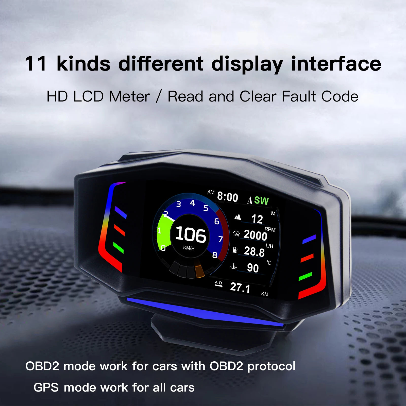 Neueste AP-8 HUD Head Up Display OBD + GPS Auto Modifikation Zubehör Dual System Design Trip Computer Modifikation Code Tabelle Image