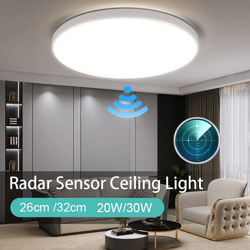 LED-Deckenleuchte mit Radarsensor, 220 V, intelligente Deckenleuchte für Zimmer, Flure, Induktion, Garagenbeleuchtung, LED-Bewegungsmelder-Leuchten